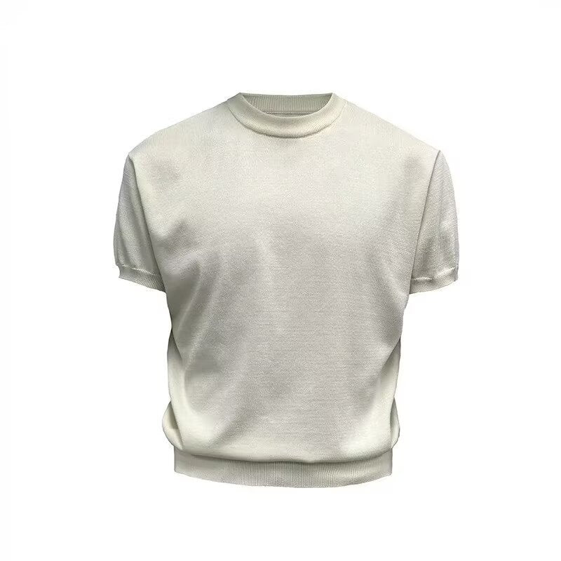 Retro Knitted Short sleeved T-shirt for Men in Summer