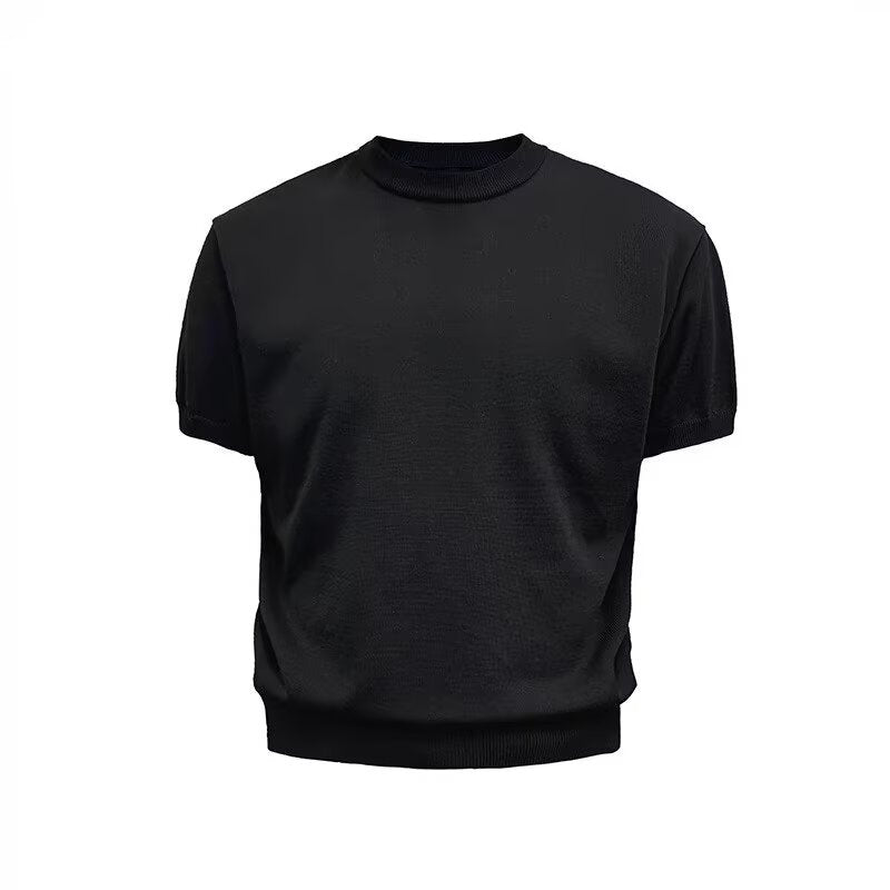 Retro Knitted Short sleeved T-shirt for Men in Summer