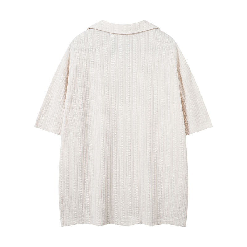 Short Sleeve Men's T-Shirt Solid Color Heavy Knit Polo Shirt Men