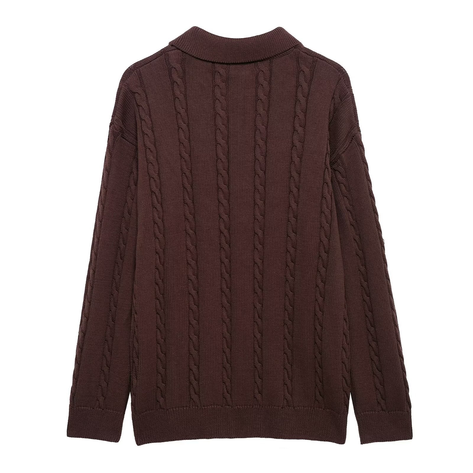 Fashion eight fold woven polo shirt collar knitted sweater jacket