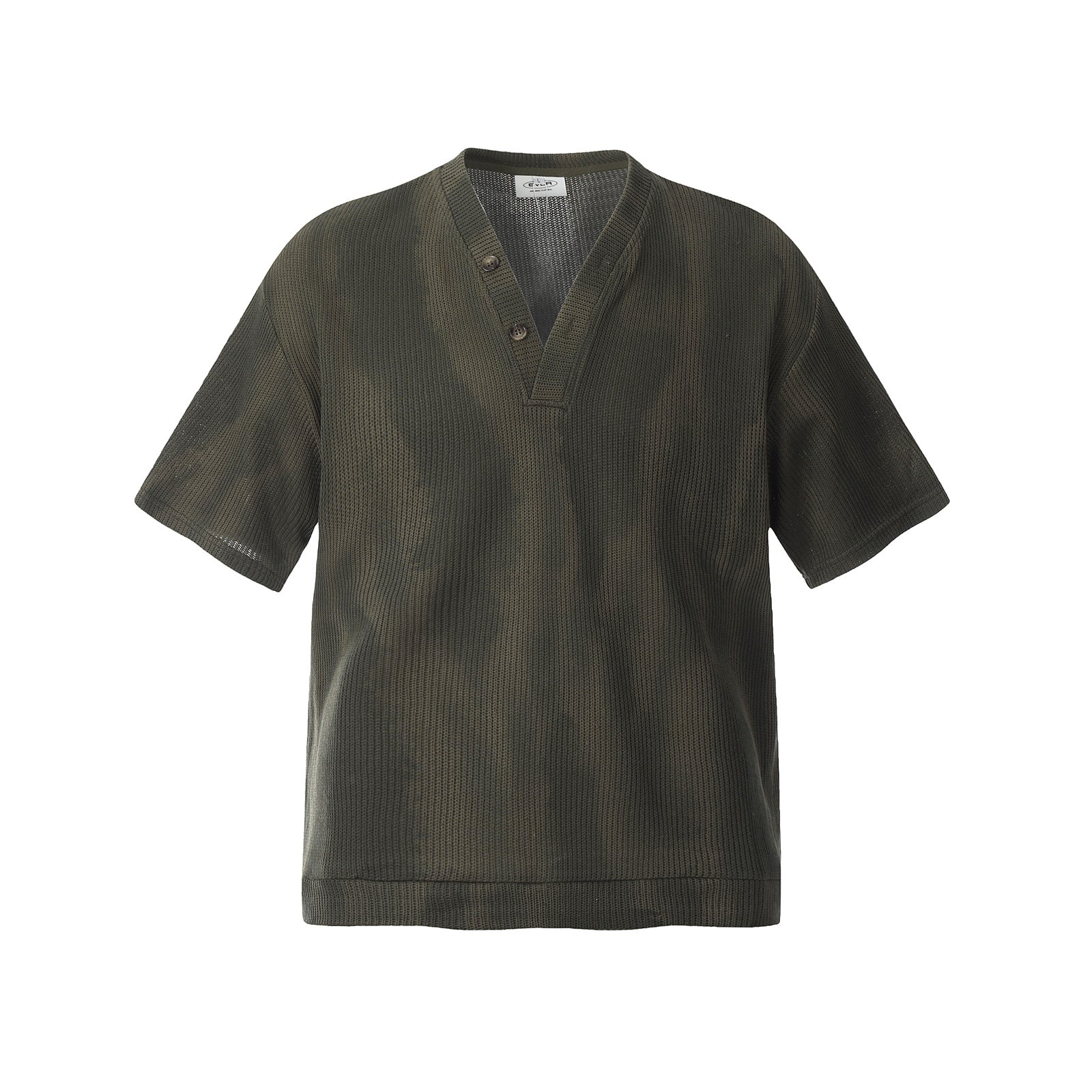 Retro Design Knitted V-neck Short Sleeve T-shirt Men's Summer  Loose Casual Versatile Couple Top