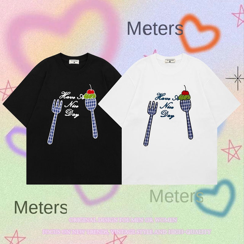 Short Sleeve T-Shirt Loose Pure Cotton Casual Tee for Men and Women