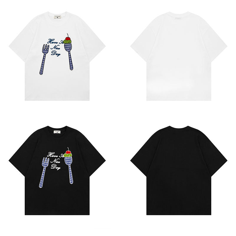 Short Sleeve T-Shirt Loose Pure Cotton Casual Tee for Men and Women