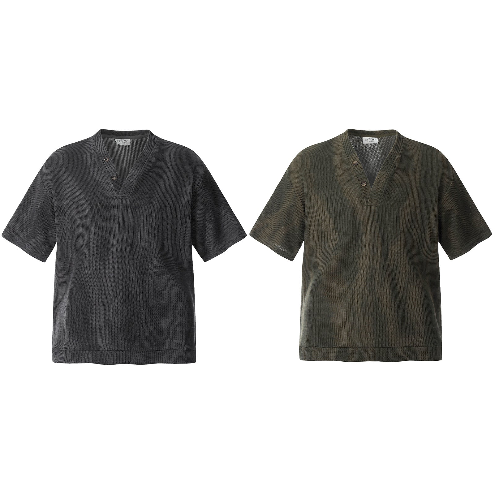 Retro Design Knitted V-neck Short Sleeve T-shirt Men's Summer  Loose Casual Versatile Couple Top