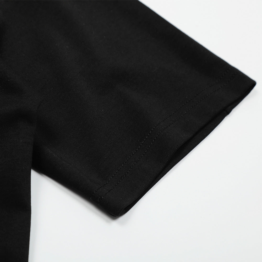 Summer Heavyweight Short Sleeve T-Shirt Men's  Style Trend Pure Color Loose Casual Niche V-Neck Half Sleeve Simple Top