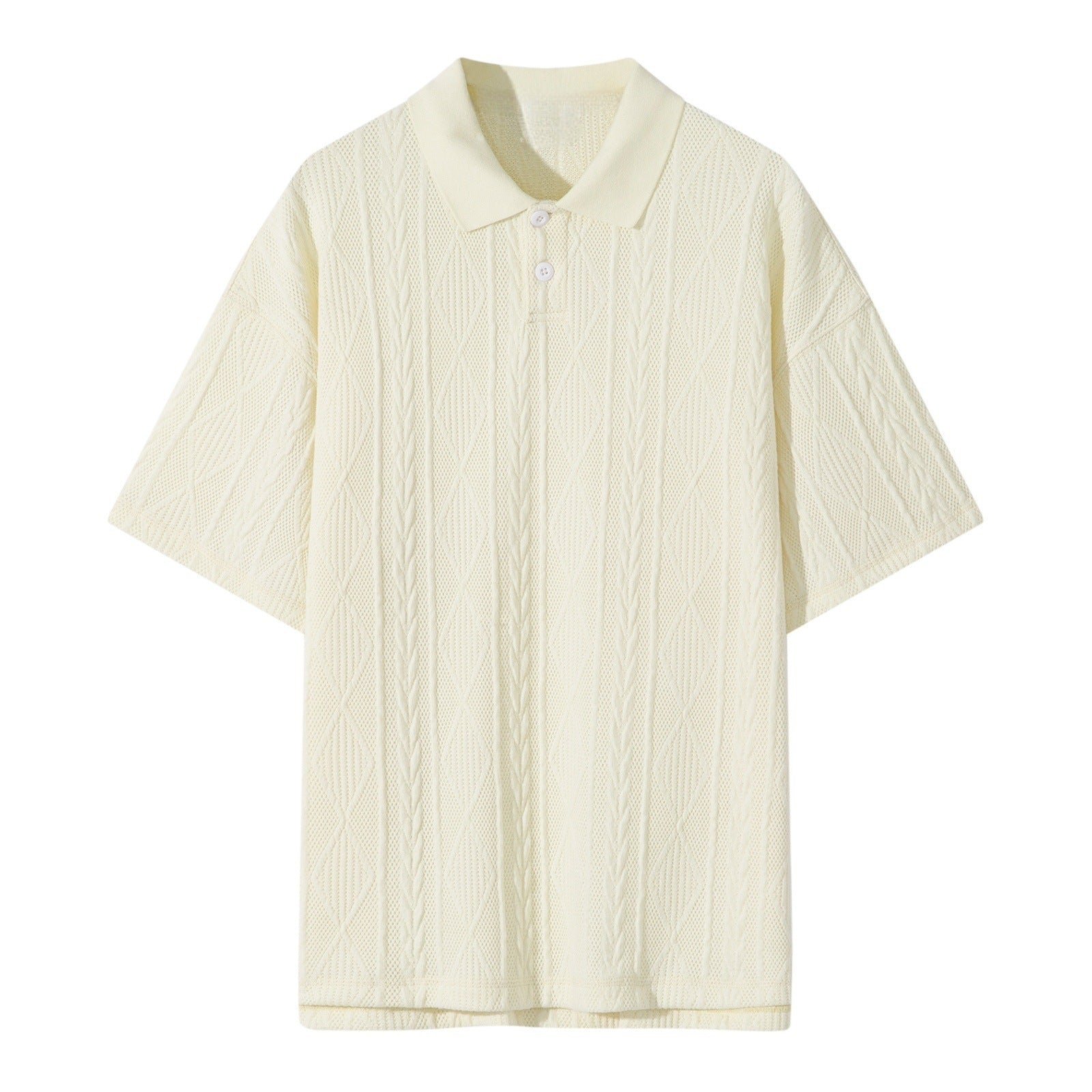 Polo shirt men's waffle texture loose short sleeved workwear t-shirt