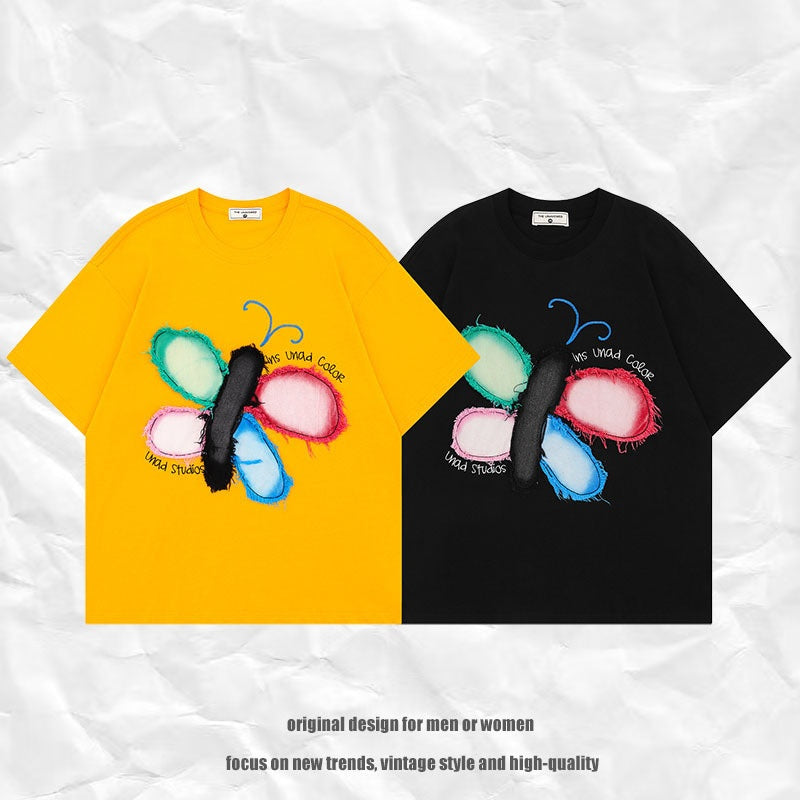 Short Sleeve T-Shirt for Men and Women, Retro Personality Trendy Couple Tee