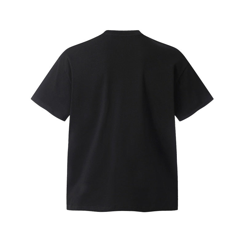 Letter graffiti print loose small collar short sleeved T