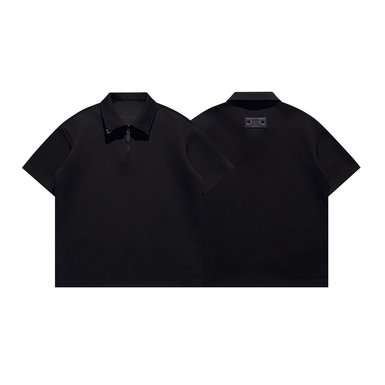 Half zip short sleeved T-shirt with triangular buckle collar polo shirt