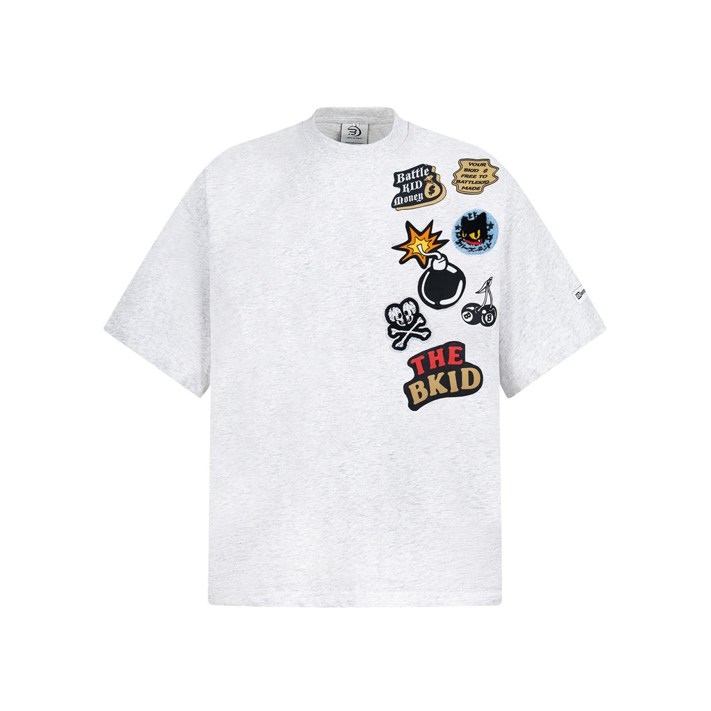 Style Fun Cartoon Towel Embroidery Short Sleeve T-Shirt Men's Oversize Casual Versatile Couple Top