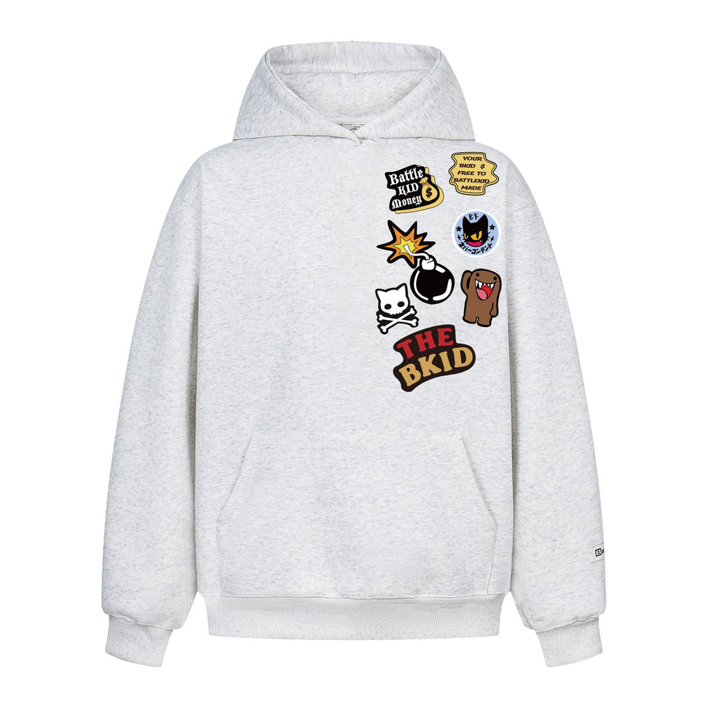 Retro Flocking Logo Embroidery Thick Hooded Sweatshirt Unisex Spring Street Loose Casual Hoodie