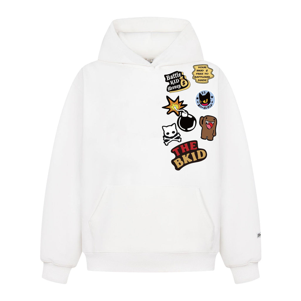 Retro Flocking Logo Embroidery Thick Hooded Sweatshirt Unisex Spring Street Loose Casual Hoodie