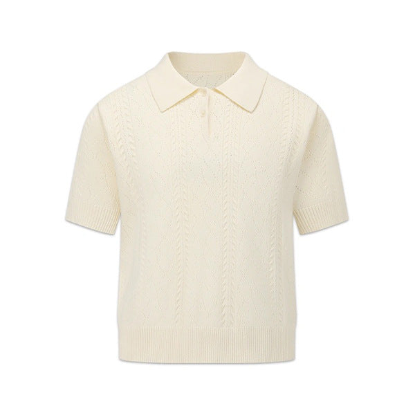 Knitted polo shirt men's summer casual high-end loose and versatile top