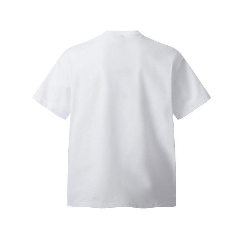 Letter graffiti print loose small collar short sleeved T