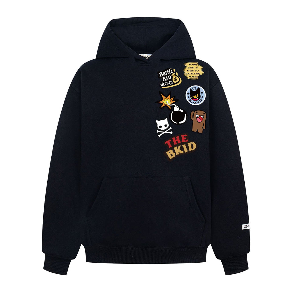 Retro Flocking Logo Embroidery Thick Hooded Sweatshirt Unisex Spring Street Loose Casual Hoodie