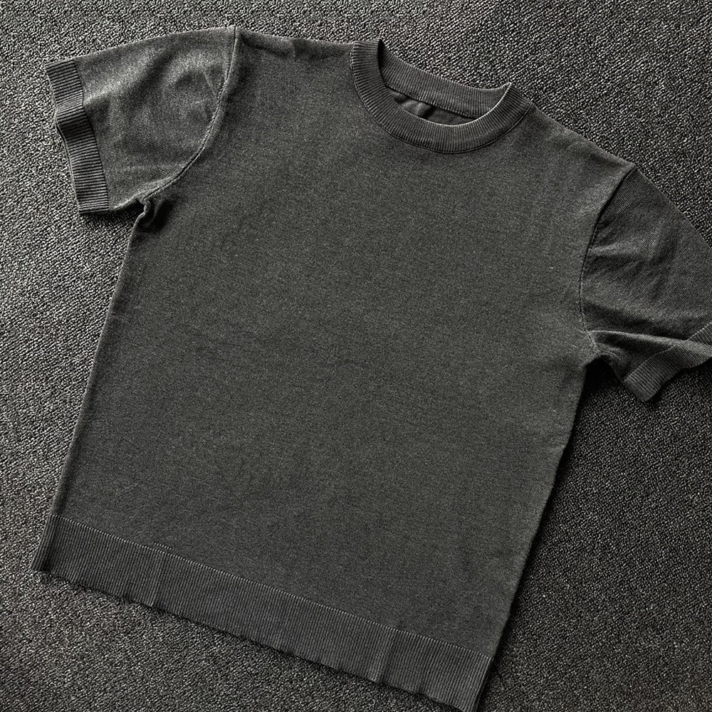 Short sleeved breathable knitted men's summer casual round neck top