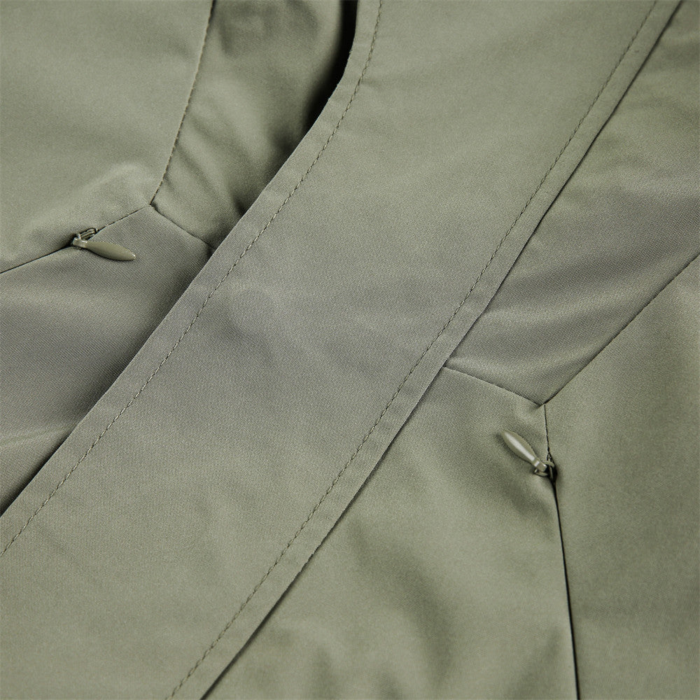 Style Workwear Stand Collar Jacket Men's Outdoor Coat Hidden Zipper Pocket Design