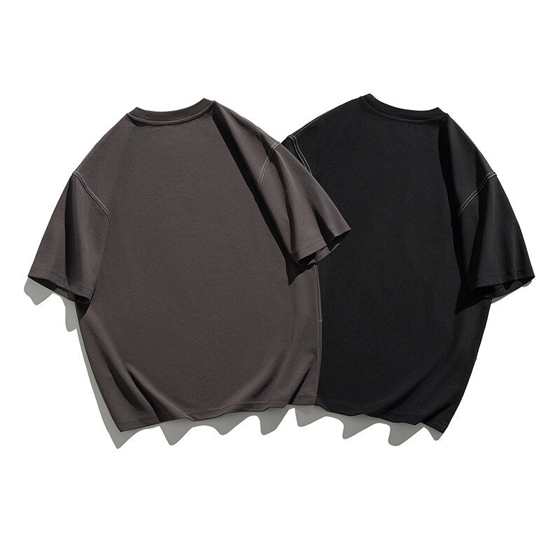 Splicing Mingxian loose half sleeved short sleeved T-shirt for men