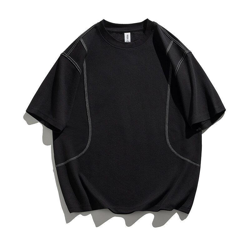 Splicing Mingxian loose half sleeved short sleeved T-shirt for men