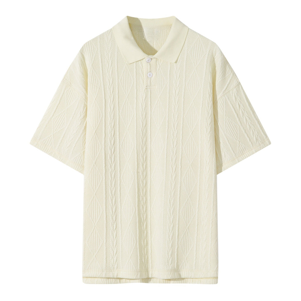Polo shirt men's waffle texture loose short sleeved workwear t-shirt