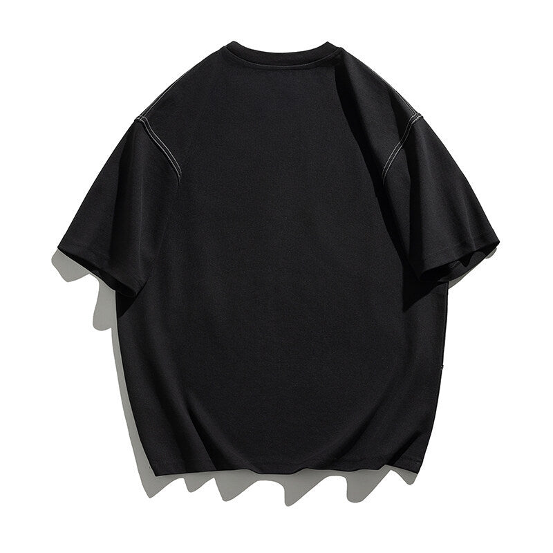 Splicing Mingxian loose half sleeved short sleeved T-shirt for men